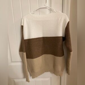 Colorblock Women's Sweater - White, Brown, and Tan -Never worn
